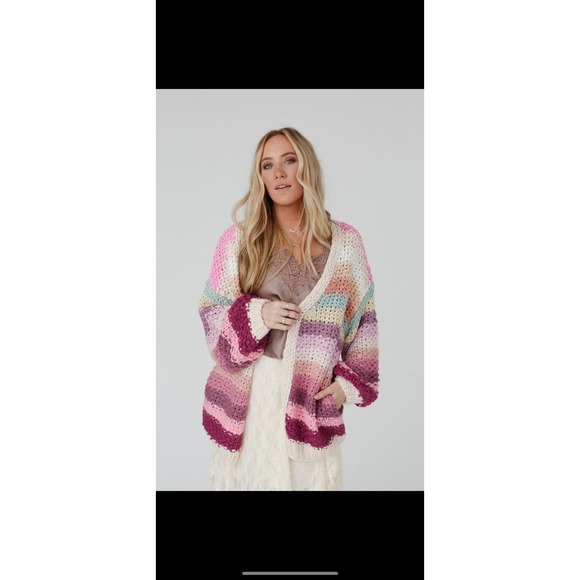 Three Bird Nest Wrapped up in Color Knit Cardigan Sz Large NWT - Picture 5 of 12